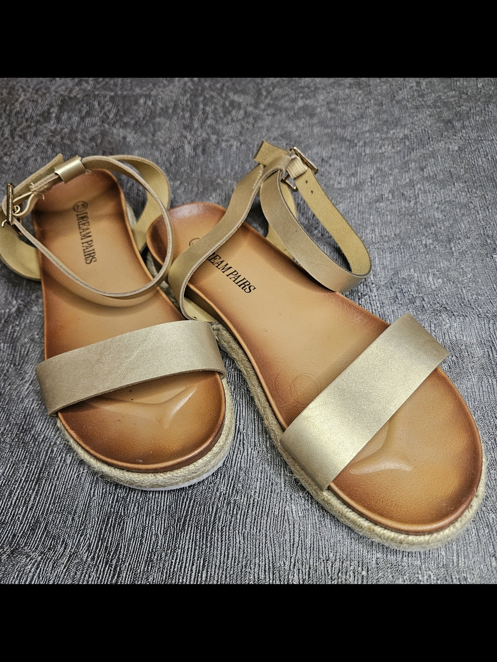 Dream Pairs Metallic Gold Ankle-Strap Flat Sandals